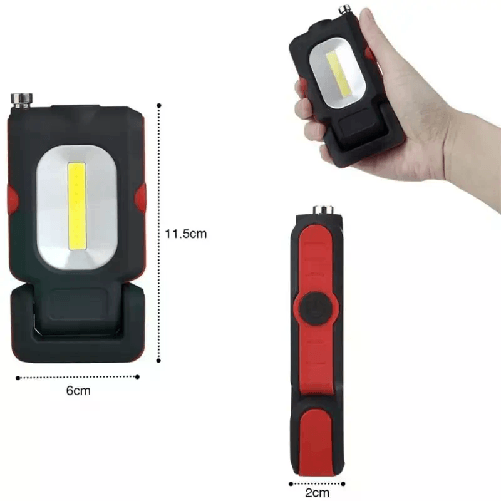 Lampada lavoro LED magnetica ricaricabile portatile officina COB Gancio Torcia