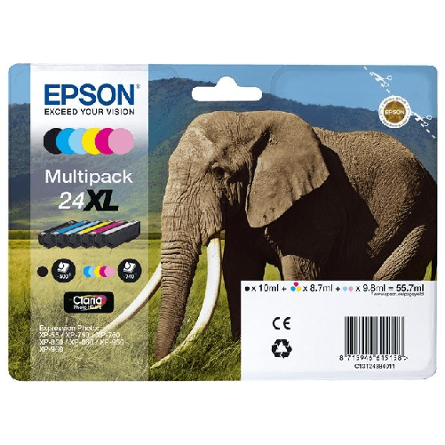 Epson Elephant Multipack 6-colours 24XL Claria Photo HD Ink