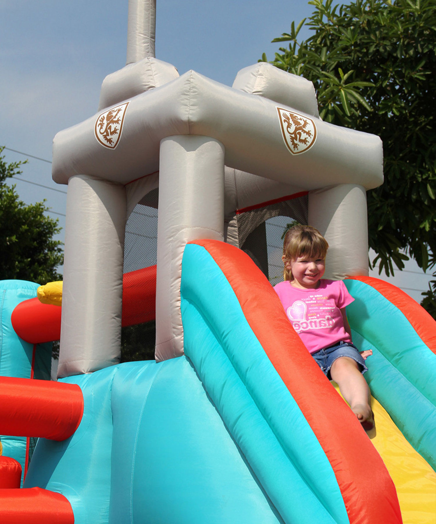 Happy Gonfiabile per Bambini Castello Medioevo 13in1 Scivolo Salterello Palline Giochi HappyHop Gonfiabile Medioevo
