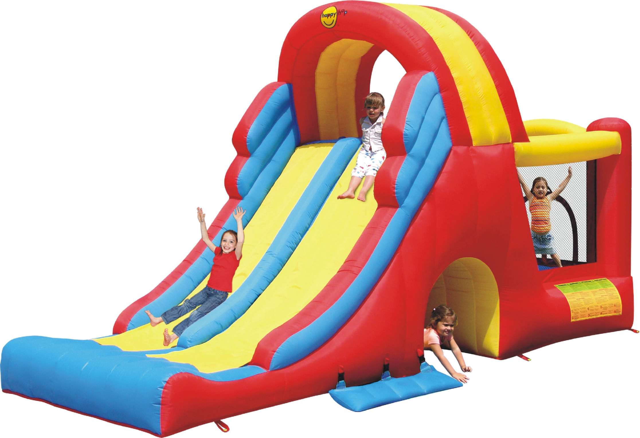 Happy Gonfiabile per Bambini Castello Scivoli 285x600 con Gonfiatore Pompa HappyHop Gonfiabile mega scivolo combo