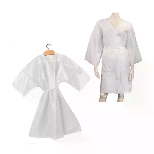 Kimono TNT monouso colore bianco 10pz per estetista parrucchiera camice 90x120cm