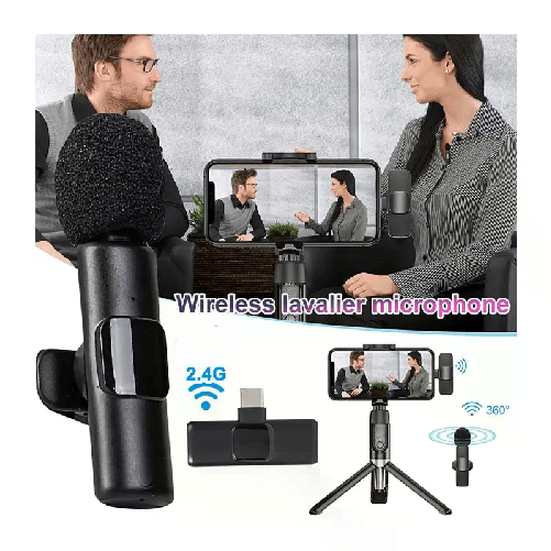 Microfono lavalier a clip wireless Bluetooth Senza fili iPhone Android USB C