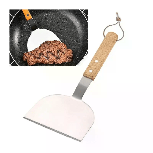 Spatola paletta per BBQ in acciaio inox con Manico in Legno barbecue 28x13 cm