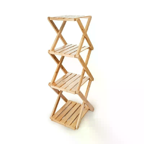 Scaffale in legno di bamboo 4 ripiani dispensa mensole bagno espositore libreria