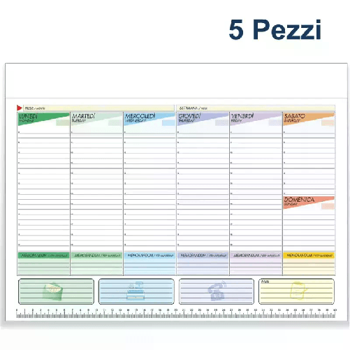 Planning settimanale maxi da Tavolo 5 PZ per Scrivania Ufficio Organizer casa