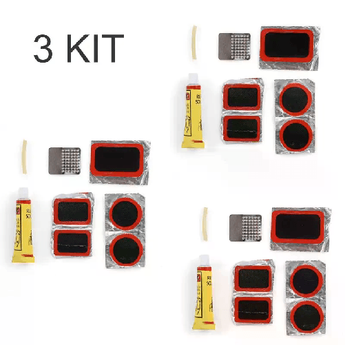 Kit completo riparazione gomma bici bicicletta bike pneumatico foro bucatura 3pz