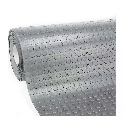 Tappeto gomma grigio in PVC copertura pavimento largo 1x30 m bollo bullonato