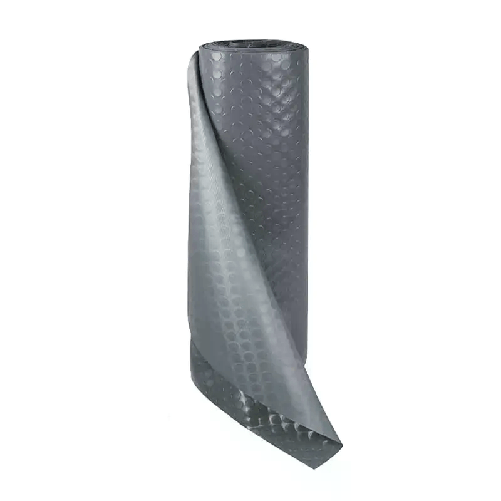 Tappeto gomma grigio in PVC copertura pavimento largo 1x25 m bollo bullonato