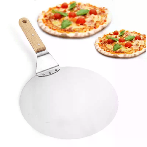 Pala Spatola Per Pizza Con Manico corto In Legno 25,5 cm acciaio rotonda pizze