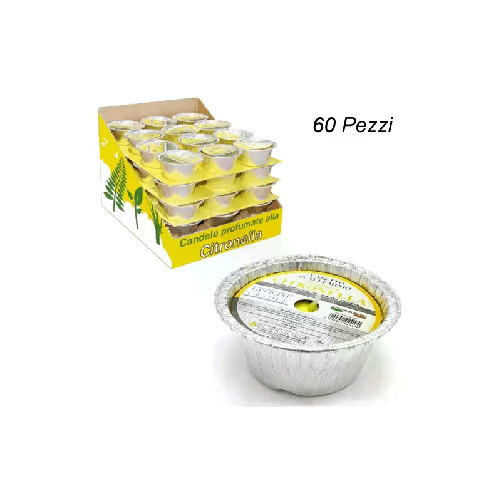 Set 60 Pezzi Candela In Vasetto Di Alluminio Profumo Citronella Anti Zanzare