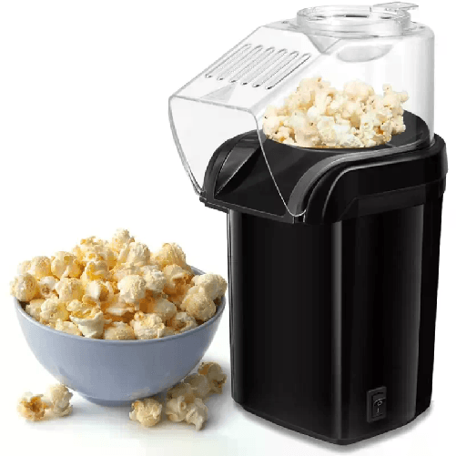 MACCHINA PER POP CORN ELETTRICA 1200W ARIA CALDA CASA MAKER NERA PARTY CINEMA
