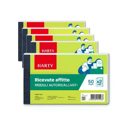 5x ricevute fatture affitto data ufficio duplice copia 50 moduli Autoricalcanti