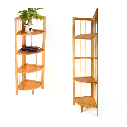 Scaffale in legno bamboo 4 ripiani dispensa mensola libreria angolo espositore