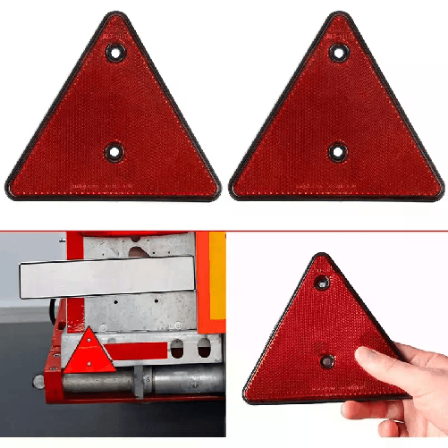Riflettore Catarifrangente Triangolo Triangolare Rosso Per Rimorchi Roulotte 2pz