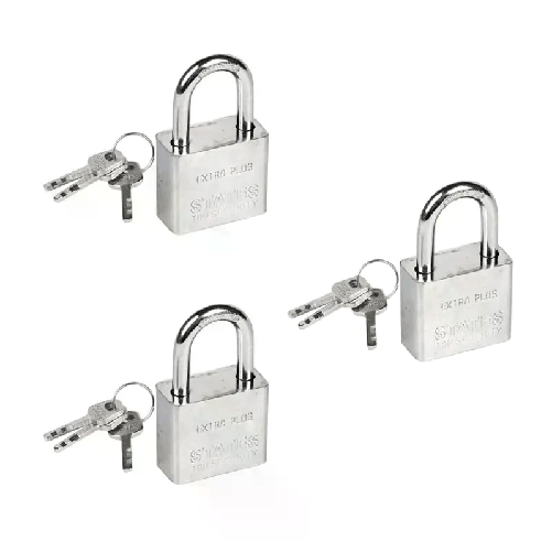 3x Lucchetto arco 3 chiavi Antiscasso Corazzato Catenaccio Acciaio Sicurezza
