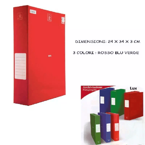 PORTAPROGETTI IN PVC D3 ELASTICO TONDO LUX 25 x 35 CM COLORI ASSORTITI