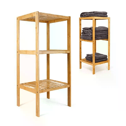 Scaffale in legno bamboo 3 ripiani dispensa mensole libreria bagno espositore