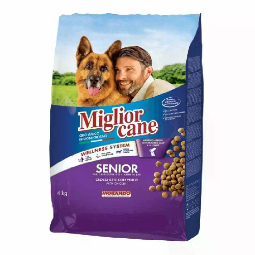 Miglior Cane Senior crocchette con pollo 4 KG cibo croccantini cani anziani