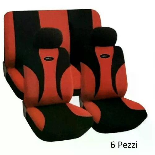 Coprisedile auto universale 6 pz colori Rosso e nero set completo fodere sedili