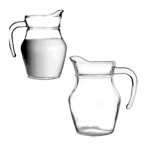 2x Brocca 500ml caraffa in vetro trasparente per acqua vino succo mezzo litro