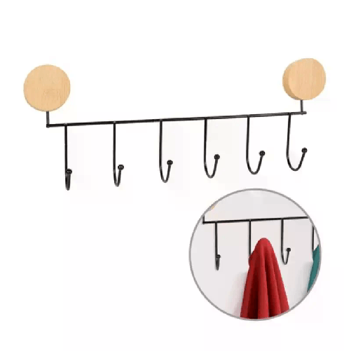 Appendiabiti a Parete 6 Ganci Attaccapanni da Muro bagno metallo Nero casa