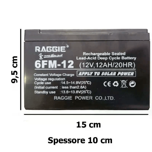 Batteria Ricaricabile 12V 12Ah al Piombo UPS solare allarme videosorveglianza