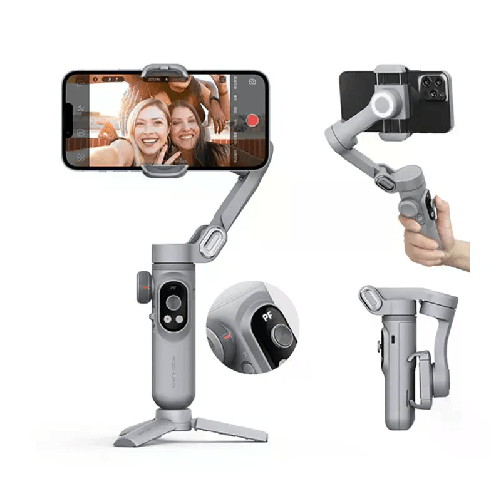 Stabilizzatore A 3 Assi Per Smartphone Con Treppiede Gimbal luce led bluetooth