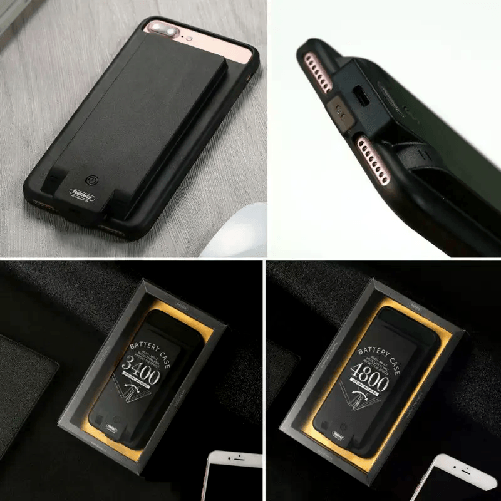 Power Bank iPhone 6 7 8 Cover Batteria integrata caricatore 3400mAh nero