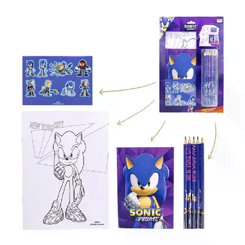 Set cancelleria bambini ufficiale Sonic Prime materiale scuola da colorare