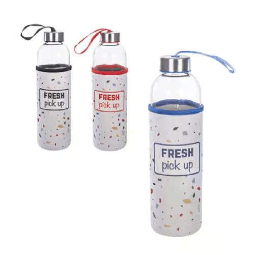 Bottiglia Borraccia in Vetro 750ml senza BPA Tappo palestra sport Copribottiglia