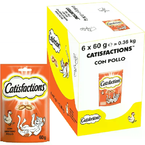 CATISFACTION Snack biscottini per gatto 6 confezioni da 60 GR al pollo