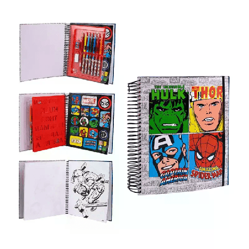 Set cancelleria bambini Album ufficiale Marvel Avengers matite pennarelli colori