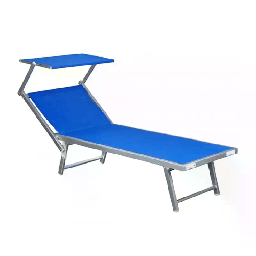Lettino prendisole mare spiaggia sdraio pieghevole in alluminio 189x58x36 cm blu