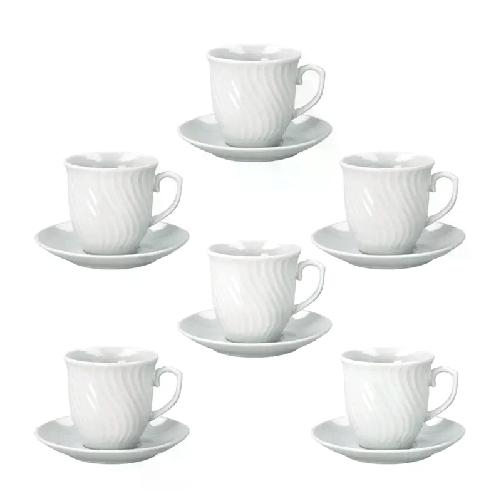 Tazza da tè The in porcellana bianca con piattino servizio da 6 tazzine caffè