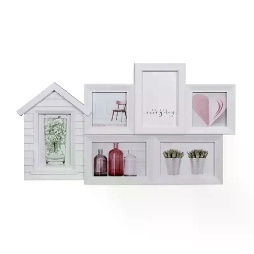Porta foto Cornice Multiplo 6 Posti family shabby chic Parete Muro 55,5x2x32,5cm