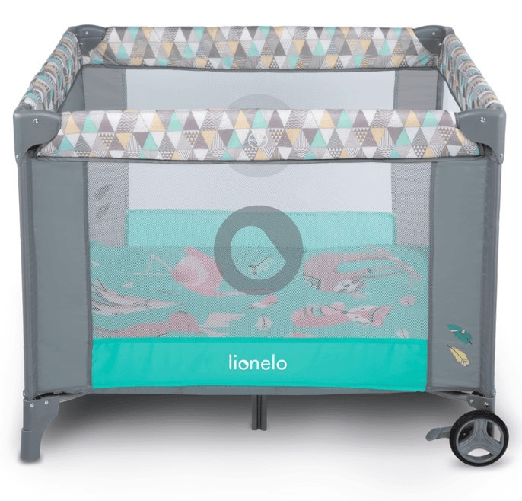 LIONELO Box Pieghevole con Tappeto Giochi e Ruote LENE GREEN TURQUOISE
