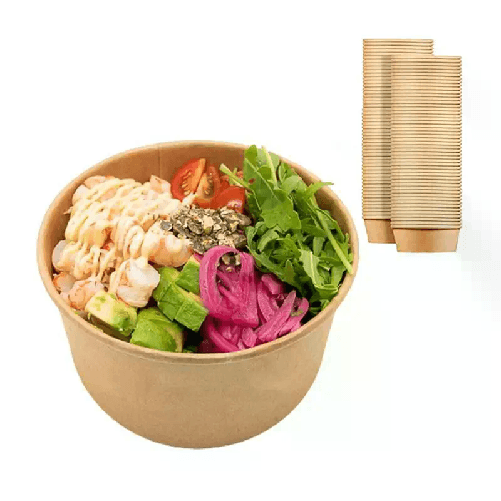 50 Insalatiere in cartoncino Kraft contenitore di carta 1000 cc poke rotonde