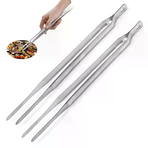 2x Pinza da cucina in acciaio per alimenti multiuso carne pesce fritture da 32cm
