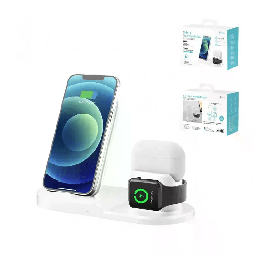 Base Di Ricarica wireless caricabatterie QI 3In1per Apple Watch iPhone AirPods