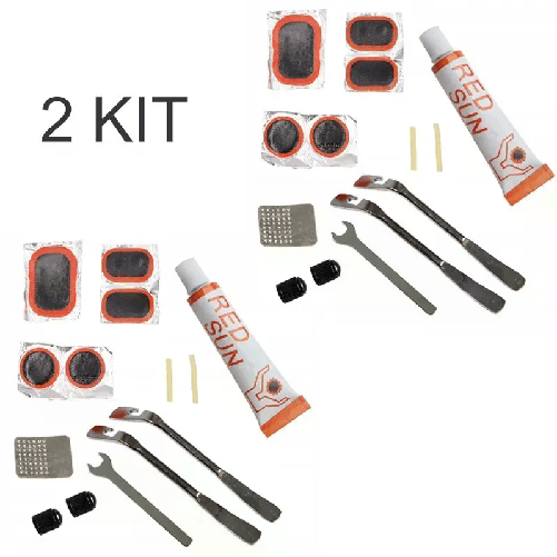2x Kit completo riparazione gomma bici bicicletta bike pneumatico foro bucatura