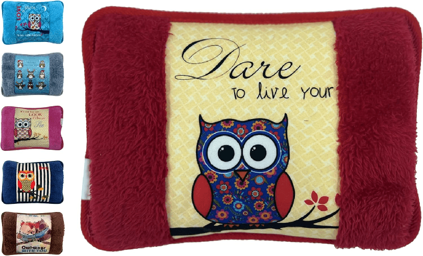2 Pezzi Borsa Acqua Calda Elettrica Peluche Scaldamani Scaldapiedi Allevia Dolori Gufo