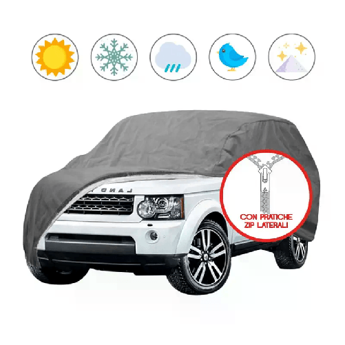 Telo copri auto felpato con zip in PVC anti pioggia sole 480x195x155 cm SUV JEEP