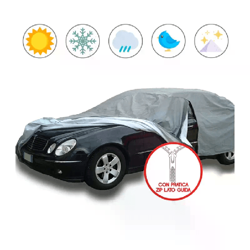 Telo copriauto PVC felpato L neve pioggia sole copri auto impermeabile con zip