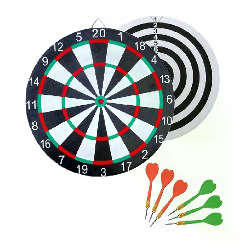 Bersaglio tiro a segno dardo 6 freccette doppio lato 43 cm gioco gancio da muro