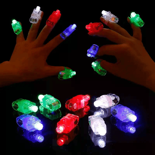 10 Luci a Led Dita Psichedeliche anelli da DITO a batteria colorati party feste