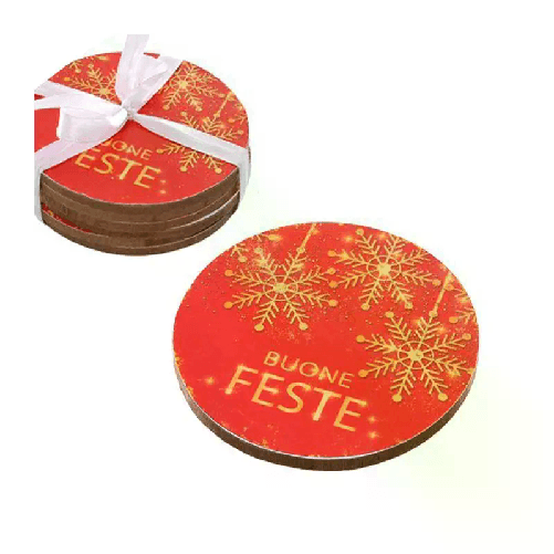 Sottobicchieri natalizi tondi 10 cm legno 12 Pezzi decorazione natale casa