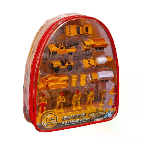 Set da gioco 7 macchinine giocattolo per bambini 1:64 con accessori e zainetto