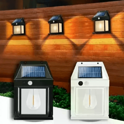 Lampada a ricarica solare LED sensore di movimento e crepuscolare IP65 esterno
