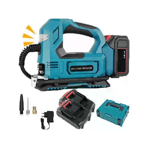 Compressore aria portatile 2 batteria LCD Valigetta ruote auto moto bici