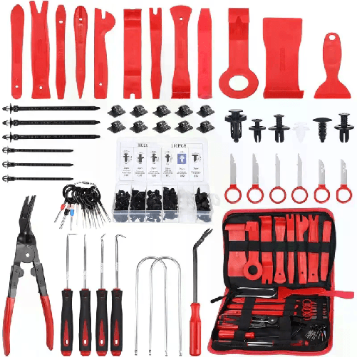 Kit leve di smontaggio interno auto pannelli porte cruscotto strumenti +100 clip
